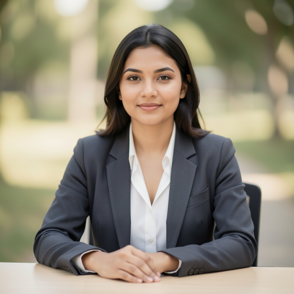 Editorial portrait of contributor Budi Santoso seated at a minimal desk, soft overhead light